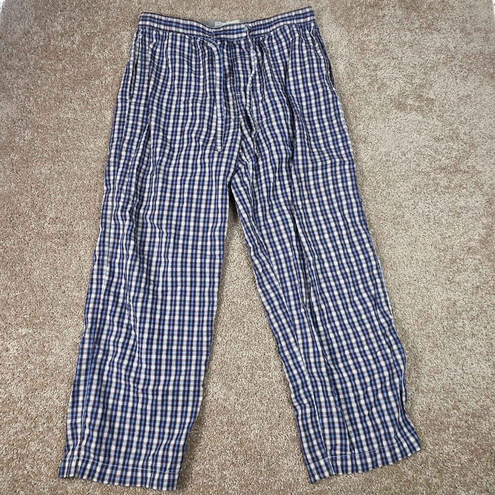Gap Pajama Pants Blue Plaid Cotton Loungewear Sleepwear Size L